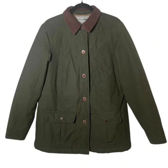 L.L. Bean Jackets & Blazers - L.L.Bean Barn Coat Chore Jacket Small Olive Green Canvas Corduroy Women’s Small